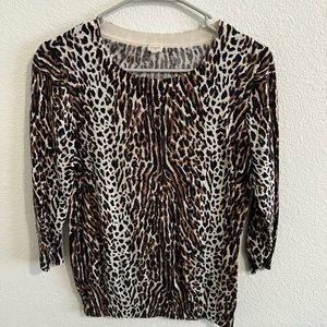 J Crew animal print sweater. 3/4 length sleeves. Size M